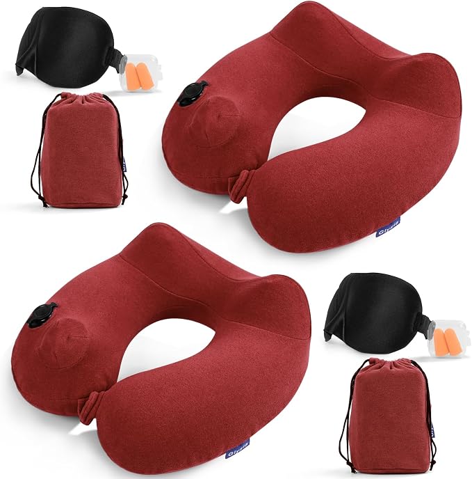 2 Pack Inflatable Travel Neck Pillows by Glyzia