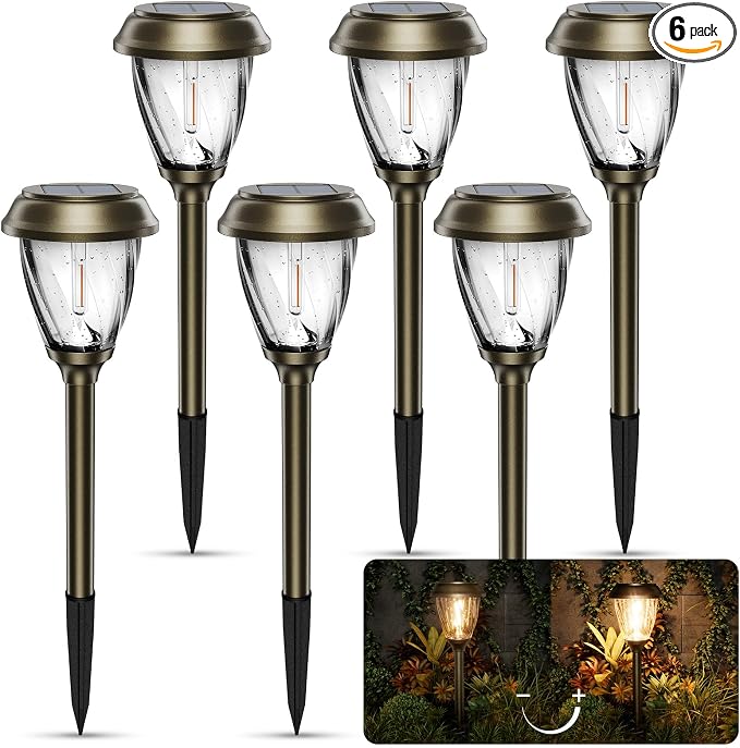 XMCOSY+ Solar Pathway Lights Outdoor, 10/25 LM in 2 Lighting Modes, Glass by XMcosy