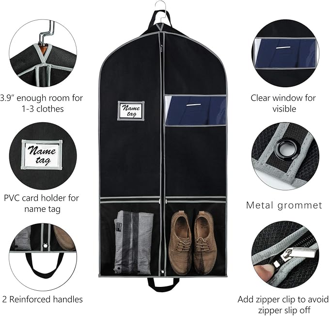 Zilink Garment Bags Suit Bag for Travel and Storage 43 inches Suit Cover - Image 3