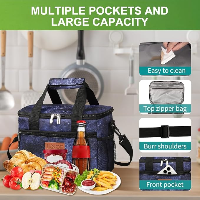 iknoe Large Foldable Cooler Bag, 8.5L Insulated Lunch Bag, Leakproof Lunch - Image 5
