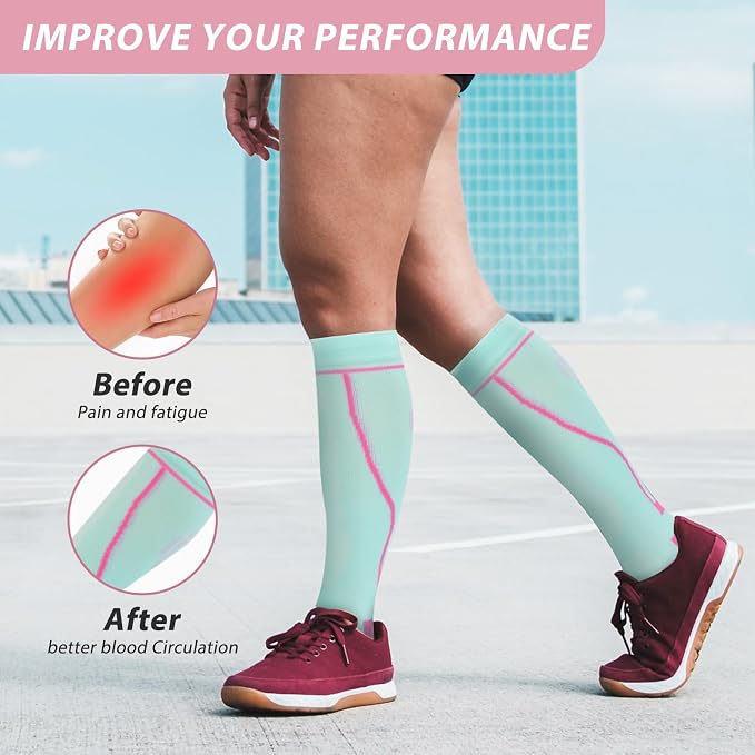 Compression Socks for Women Men Circulation Knee High 8 Pairs for Nurses - Image 3