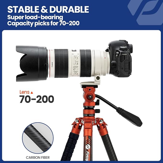 Fotopro 62 Inch Carbon Fiber Tripod 2.3lbs Ultralight Portable Travel Video - Image 4