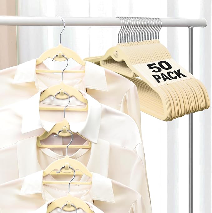 Velvet Felt Stackable Hangers 50 Pack, Non Slip, by UEAKPIC