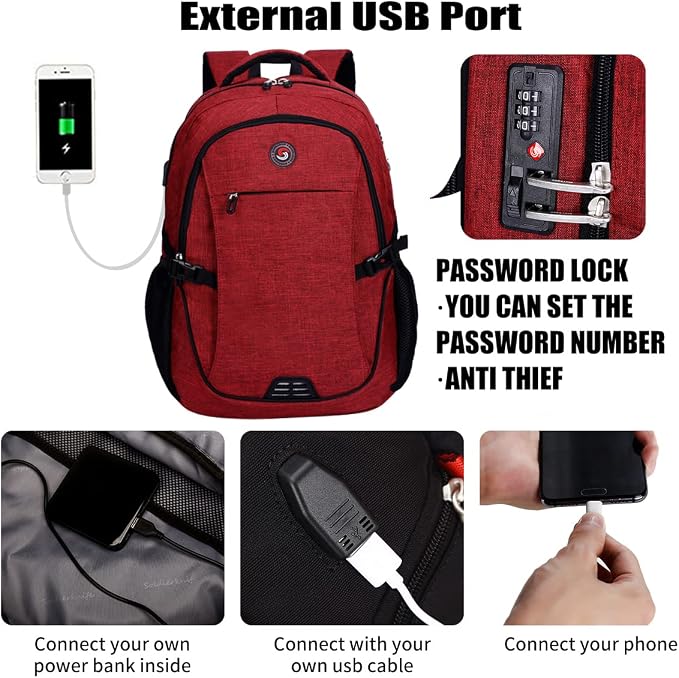 SHRRADOO Anti Theft Laptop Backpack Travel Backpacks - Image 2