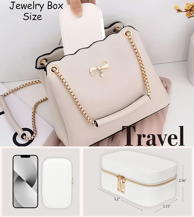Small Jewelry Travel Case For Womens Small Rectangle PU Leather Jewelry Box - Image 7