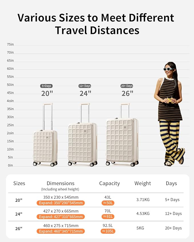 aji Expandable Top Opening 26 Inch Checked Luggage - Image 11