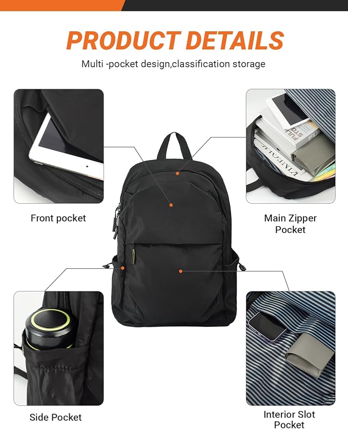 Multi-Pocket Laptop Backpack, 24L Capacity, Fits 14-inch Laptop, 16.9x12.6x5.5 - Image 3