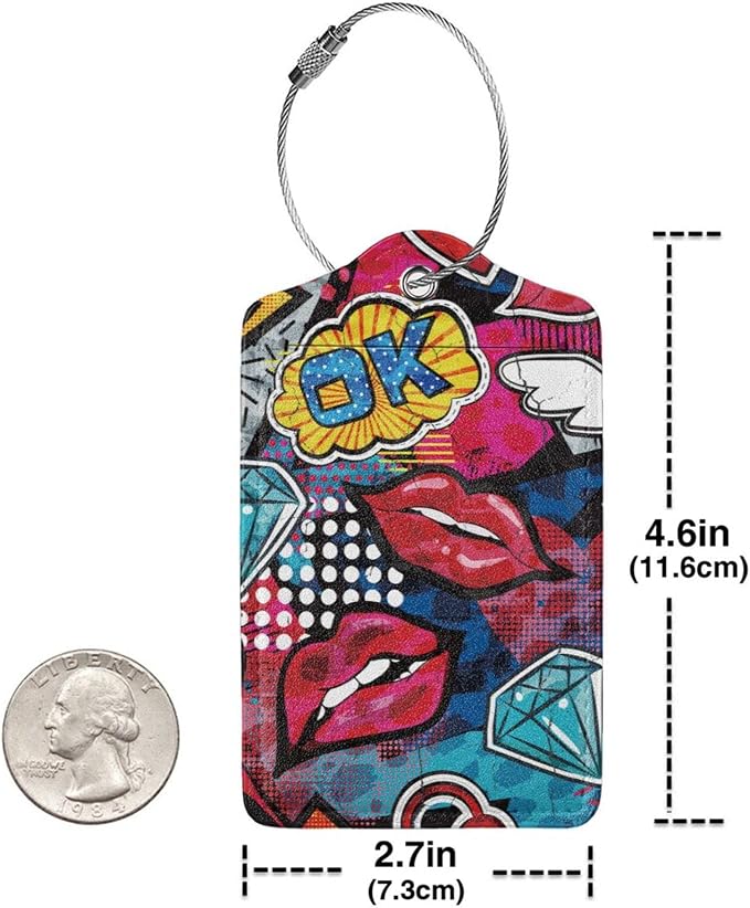 2 Pack Funny Luggage Tags with Red Lips Pattern - Image 5