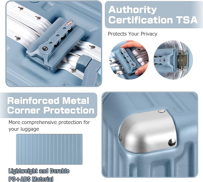 AnyZip Luggage Aluminium Frame Suitcase Hard Shell TSA Lock No Zipper 28In Haze - Image 5