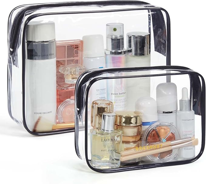 BAGSMART Clear Toiletry Bag, 2 Packs TSA Approved Water Resistant Quart Size by BAGSMART