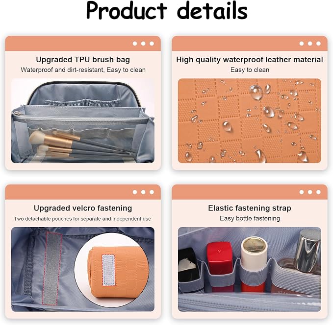 Travel Makeup Bag Organizer Cosmetic Bag: 3 Pcs Set Make up Bags - Image 4