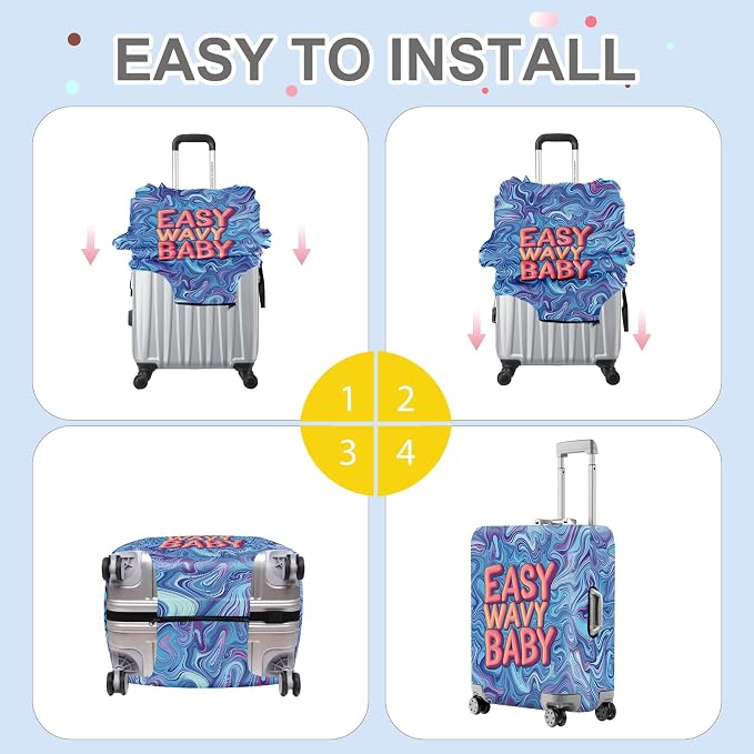 ANNA QUEEN Funny Psychedelic Wavy Luggage Cover, Colorful Suitcase Protector - Image 6