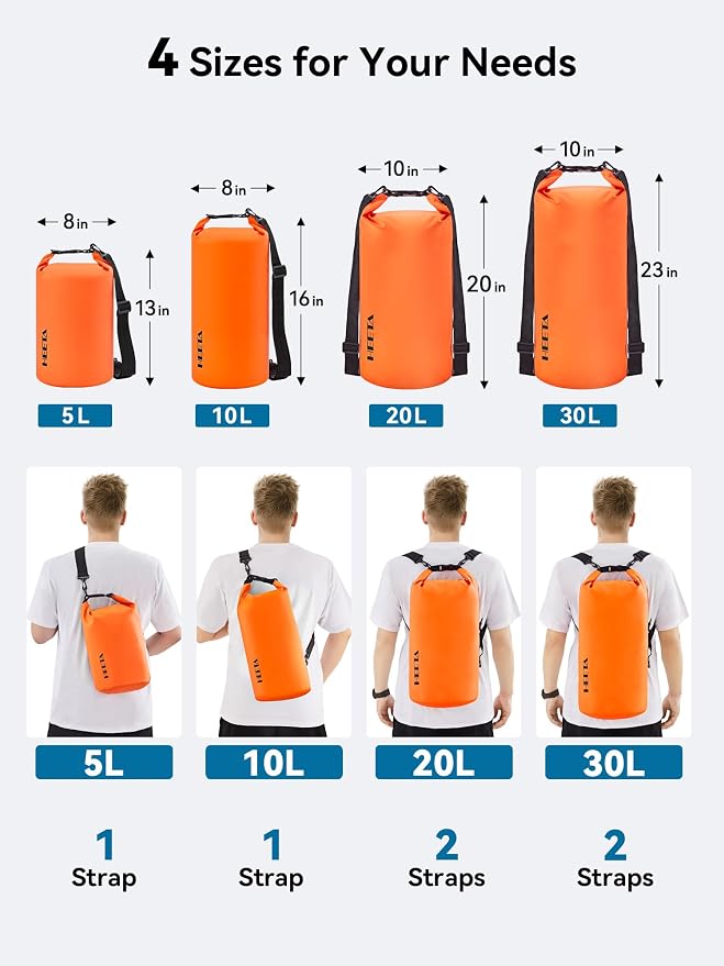 HEETA Waterproof Dry Bag for Women Men 5L/10L/20L/30L/40L Roll Top Lightweight - Image 2