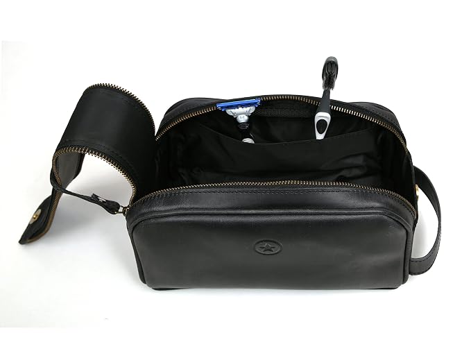10" Premium Leather Toiletry Travel Pouch - Image 3