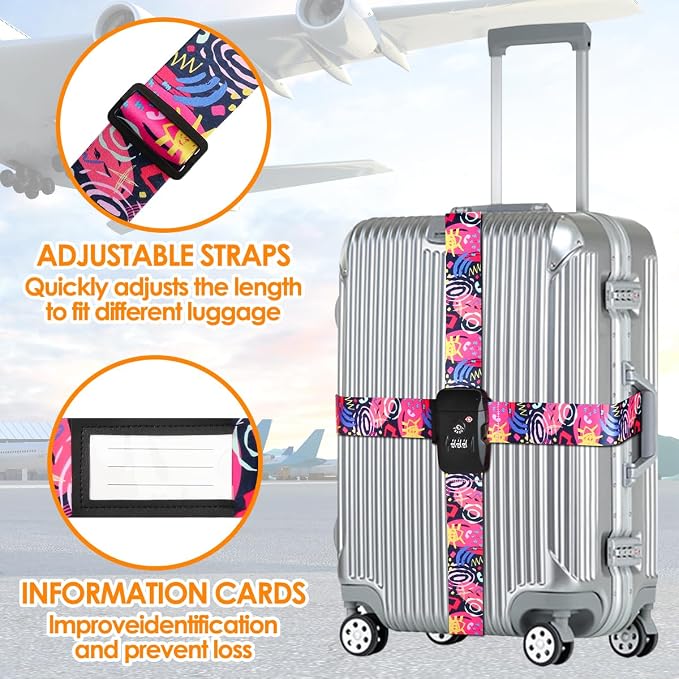 Adjustable Travel Luggage Strap Suitcase Belt Travel Bag Accessories 1.96 in W - Image 4