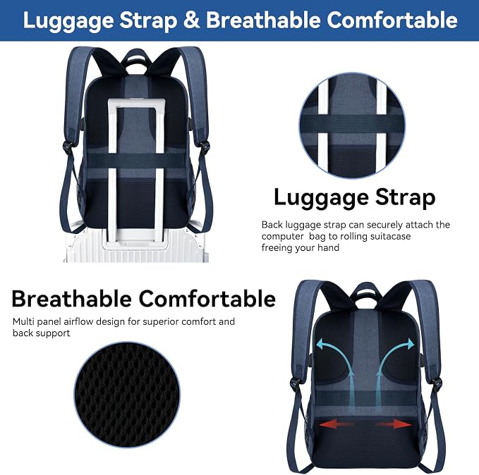 Voova Travel Laptop Backpack, Business Work Laptop Backpack - Image 5