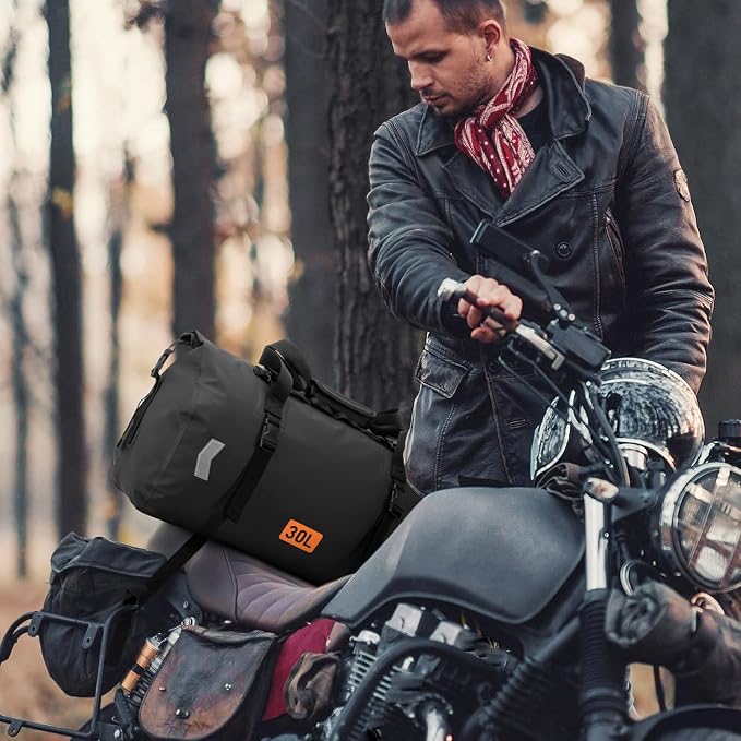 Waterproof Duffel Bag, 50L Roll-top Motorcycle Dry Bag - Image 8