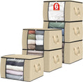 Fab totes 6 Pack Clothes Storage, Foldable Thick Fabric Blanket Storage Bags by Fabtotes