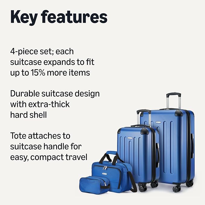 Amazon Basics 4-Piece Luggage Set, Including Two Hardside Suitcases - Image 2