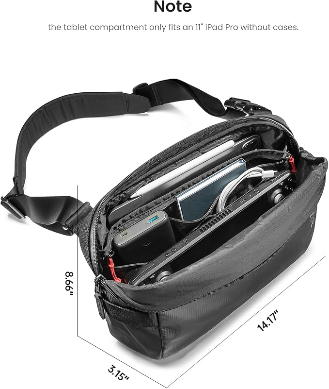 tomtoc Compact EDC Sling Bag, Minimalist Chest Shoulder Backpack Crossbody Bag - Image 3