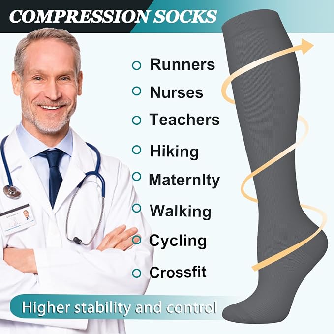ACTINPUT 8 Pairs Compression Socks - Image 5