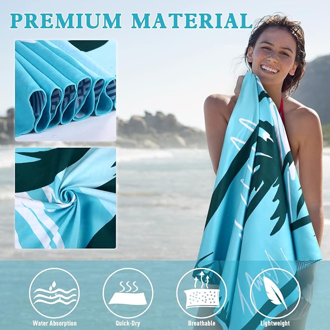 2 Pack Oversized Microfiber Beach Towel, Quick Drying, Super Absorbent - Image 4
