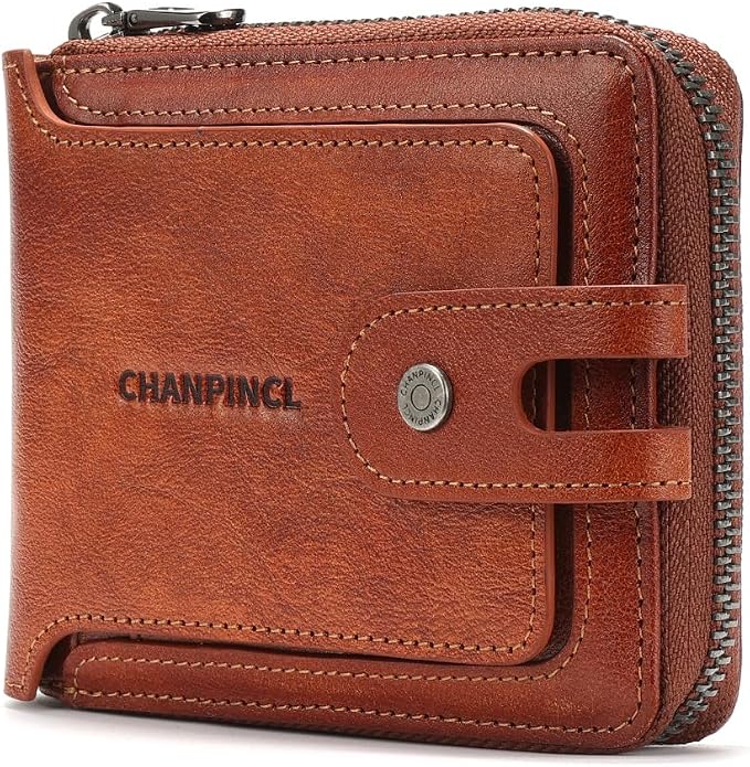Men's brand buckle driver's license zipper genuine leather wallet, large by Alwaysoneoptionfitforyou