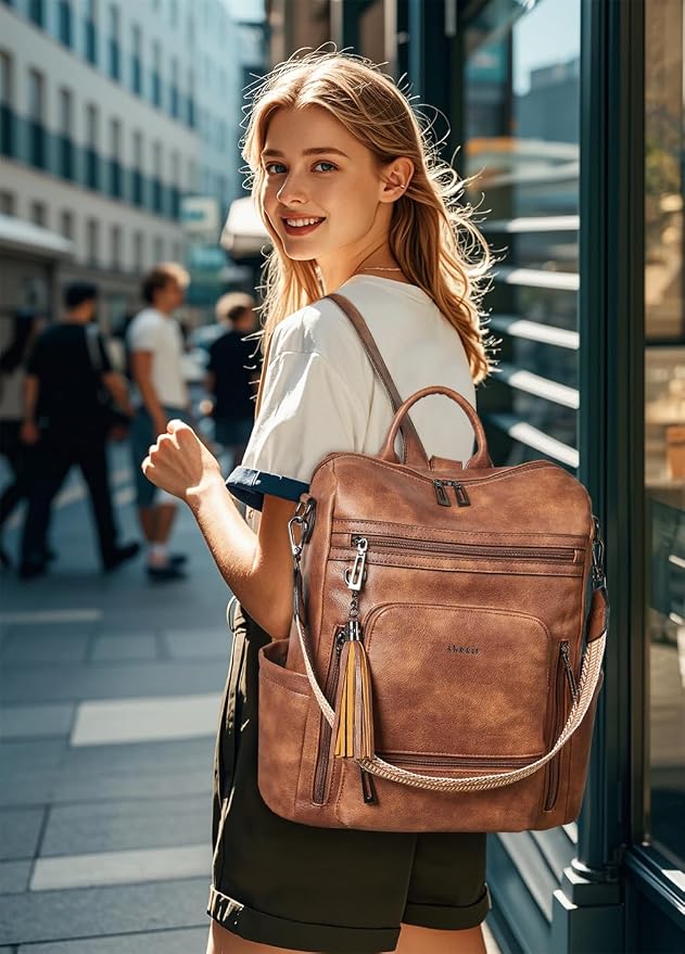 Shrrie Vegan Leather Laptop Backpack - Image 2