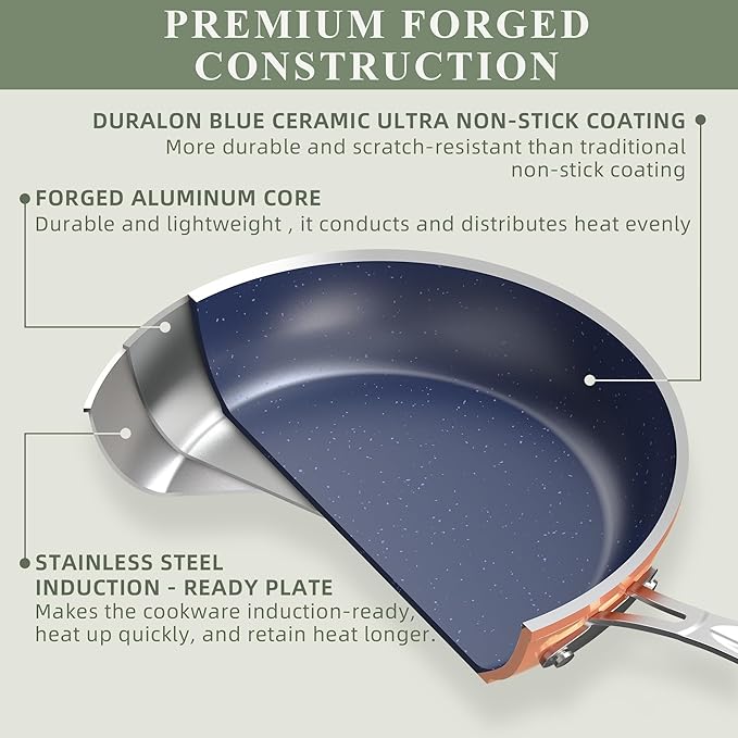 Nuwave 7pc Cookware Set Healthy Duralon Blue Ceramic Nonstick Coated, Diamond - Image 3