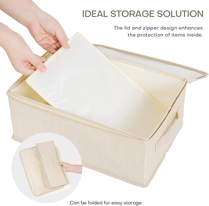 ANMINY 2PCS Storage Bins with Zipper Lids 13 Qt Lidded Fabric Storage Boxes - Image 5