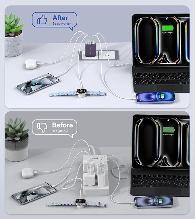 50W 2-Pack USB C Wall Charger Block, 5-Port C Charger Fast Charging Block PD - Image 6