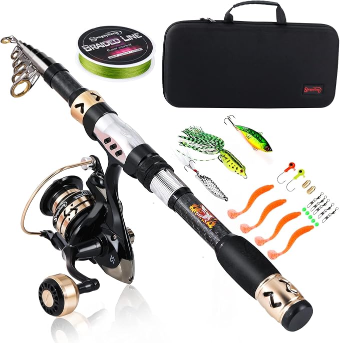 Sougayilang Fishing Pole with Spinning Reel Portable Fishing Rod Reel Combos by Sougayilang