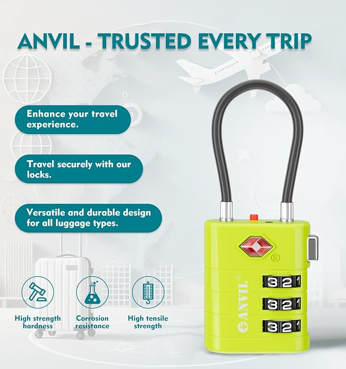ANVIL TSA Approved Luggage Locks – High Security TSA008 Combination Travel Locks - Image 4