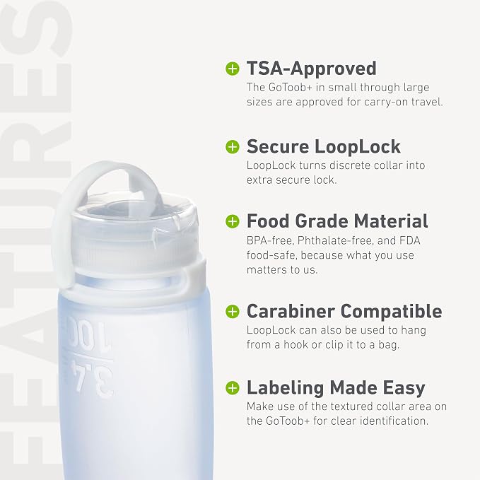 humangear GoToob+ 3-Pack | Refillable Silicone Travel Bottle | Locking Lid | - Image 4