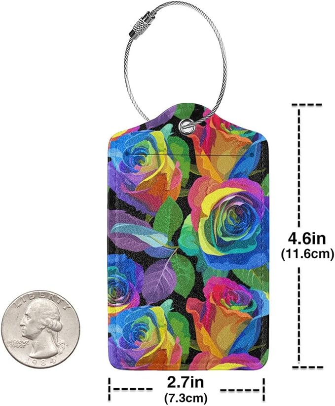 Rainbow Rose Flowers Luggage Tag - Image 4