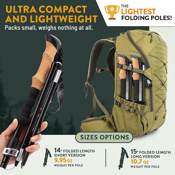 Premium Foldable Hiking Poles by USA Brand - Image 2