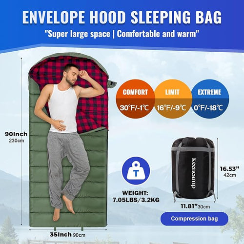 0 Degree Sleeping Bag Cotton Flannel Winter Cold Weather - Image 2