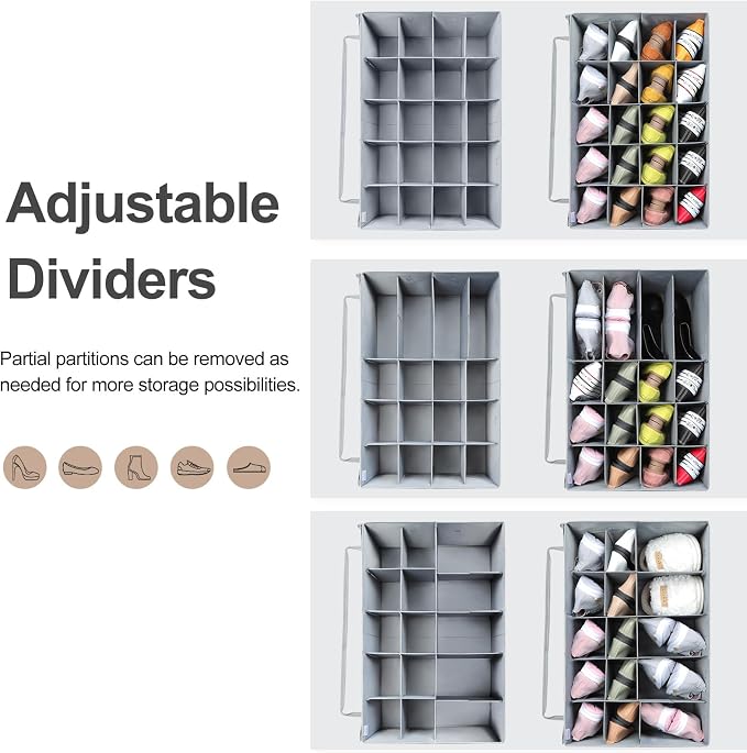 Shoe Organizer for Closet 2 Pack, Foldable Shoe Box - Image 4