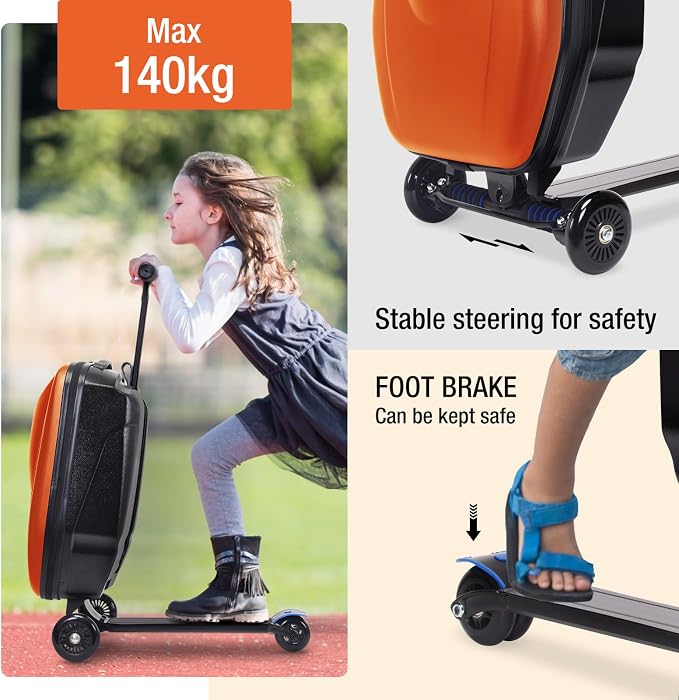 20" Scooter Suitcase for Kids, 2-in-1 Ride On Luggage - Image 3