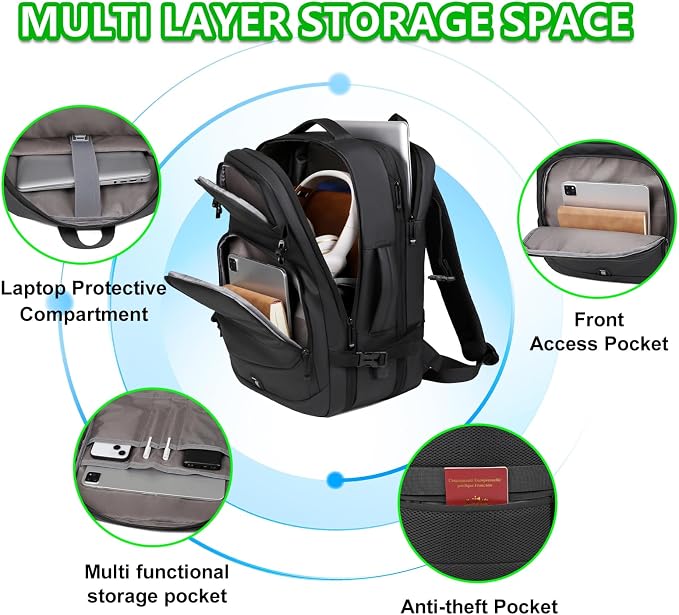Travel Backpack for Men & Women - 40L Expandable Carry-On Backpack - Image 6