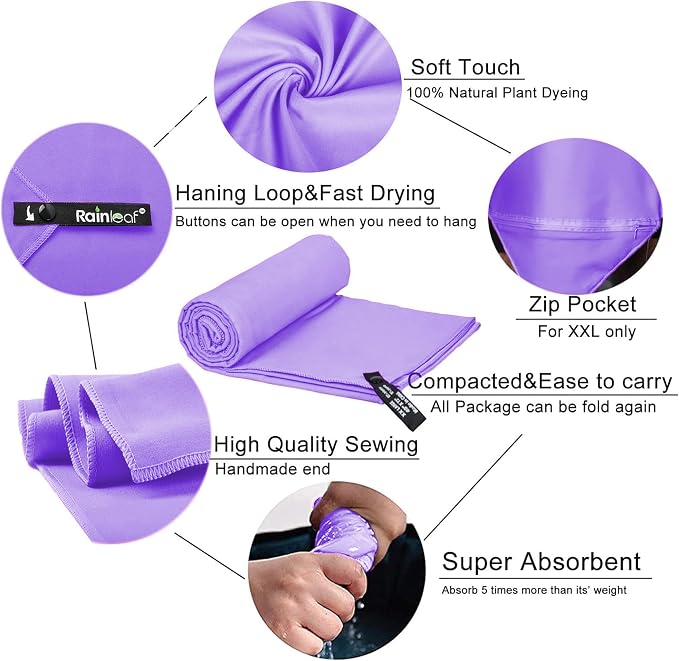 Rainleaf Microfiber Towel Perfect Travel & Gym & Camping Towel. Quick Dry - Image 3