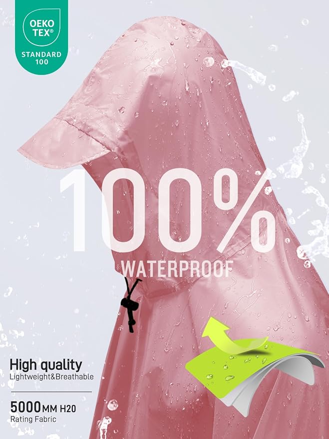 SaphiRose Hooded Rain Poncho Waterproof Raincoat Jacket - Image 3