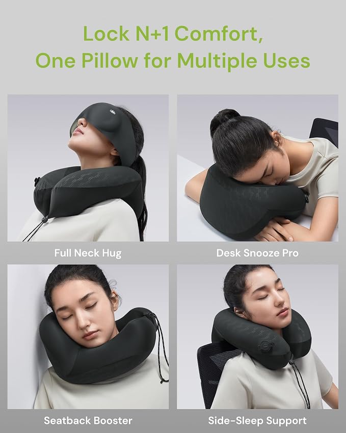 BENEUNDER Travel Neck Pillow for Airplane, Inflatable Compact 360°Head Support - Image 5