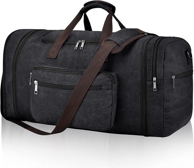 Felipe Varela 60L Duffle Bag for Men, Large Canvas Expandable Duffle Bag for by FelipeVarela