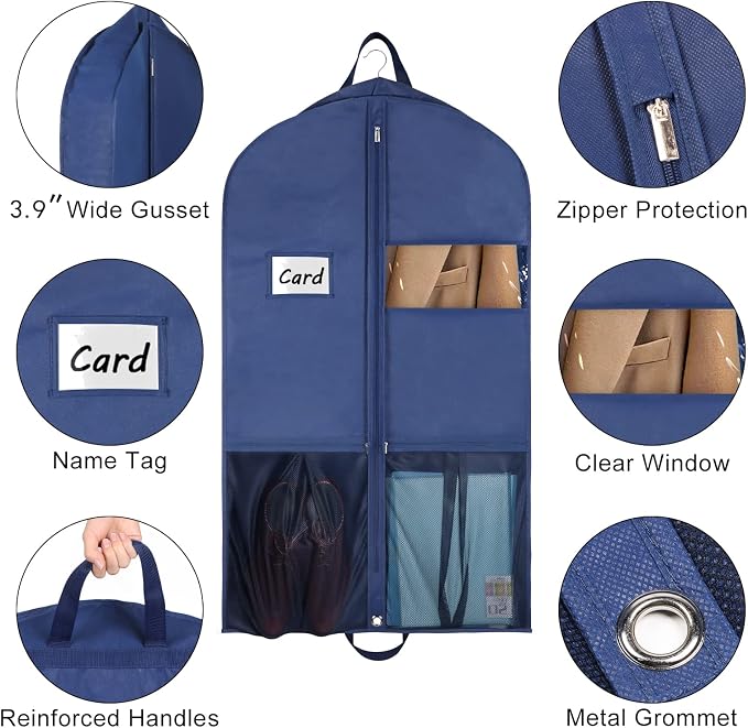 Zilink 43" Suit Bags for Men Travel and Storage Gusseted Garment Bags for - Image 3