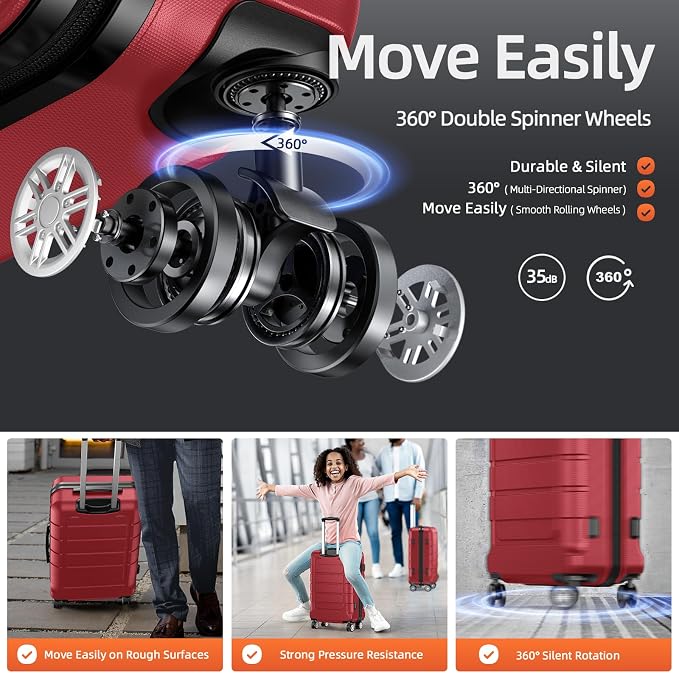 SHOWKOO Luggage Sets Expandable PC+ABS Durable Suitcase Double Wheels TSA Lock - Image 3