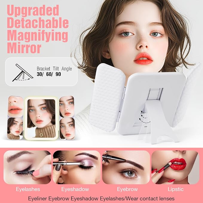 Mid-Size Makeup Bag with LED 1X5X10X20X30X Magnifying Mirror and Travel Makeup - Image 4