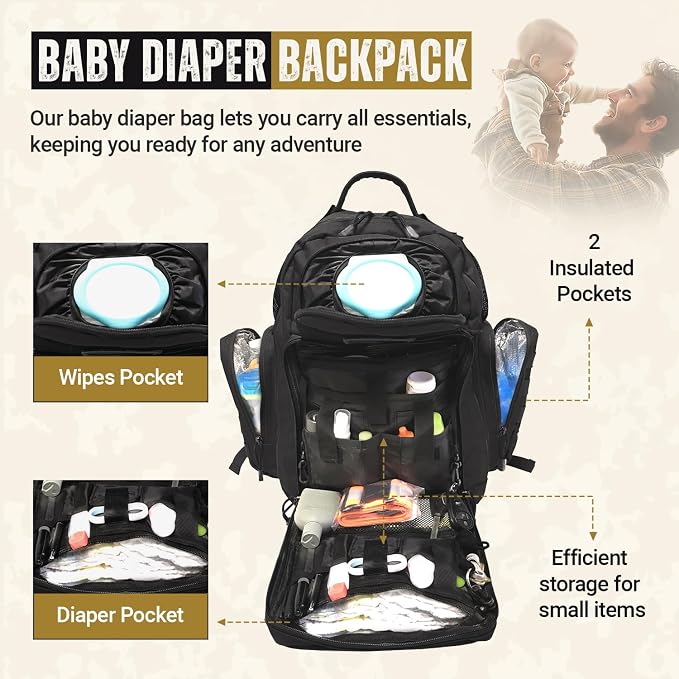 HighSpeedDaddy - Baby Diaper Backpack, Military-Grade, Waterproof, Compact Baby - Image 3