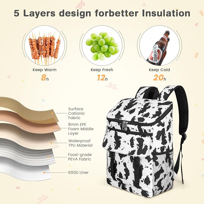 Cooler Backpack Soft Insulated Leak Proof 30 Cans Insulated Backpack Cooler - Image 5