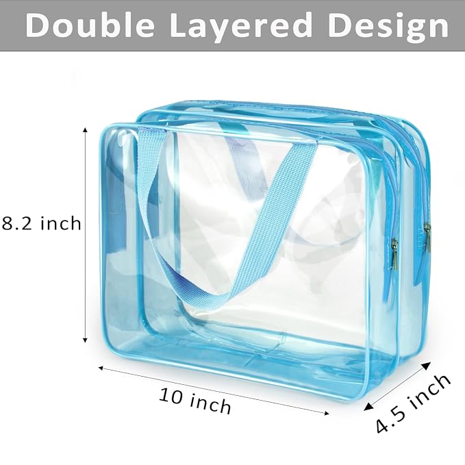2Pcs Crystal Clear PVC Travel Toiletry Bag Kit - Image 3